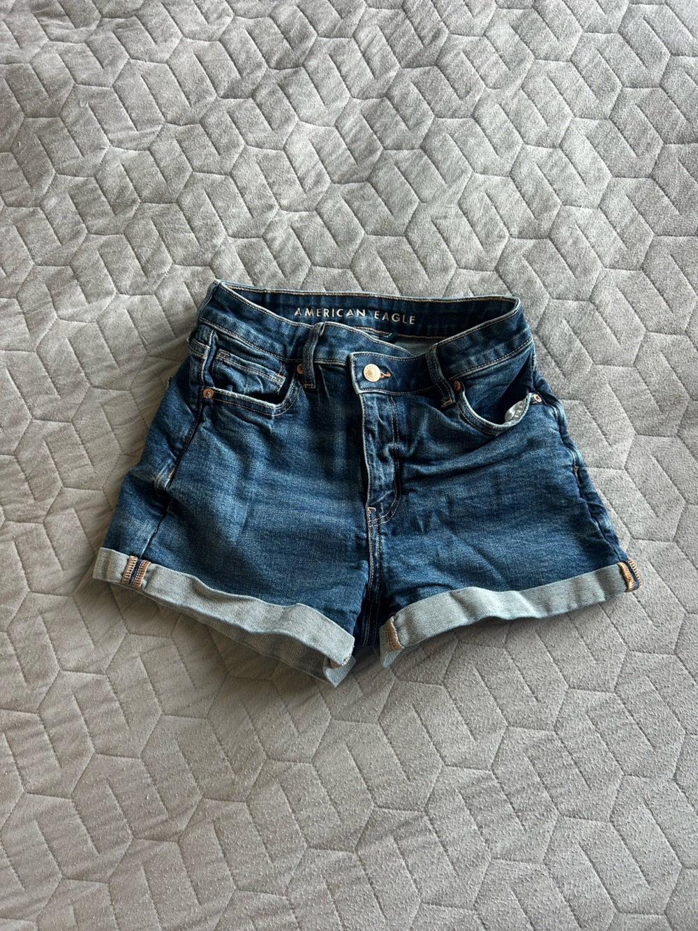 American Eagle Outfitters Medium Blue Rolled-Hem Denim Shorts
